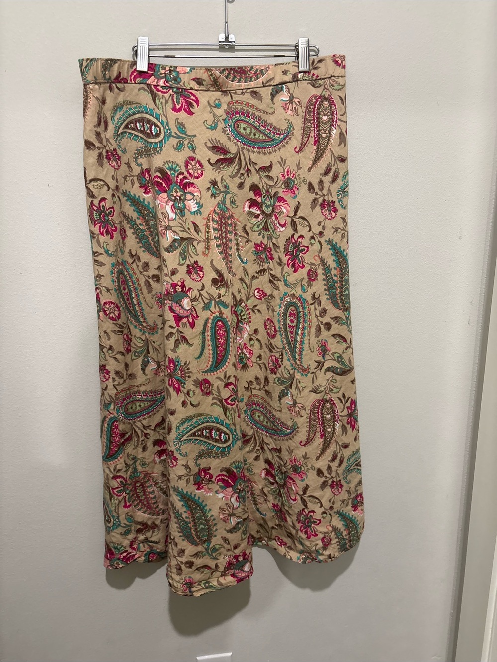 East 5th Linen Blend Skirt Sz 16 Boho Fairy Paisley Maxi Hippie Festival Cottage